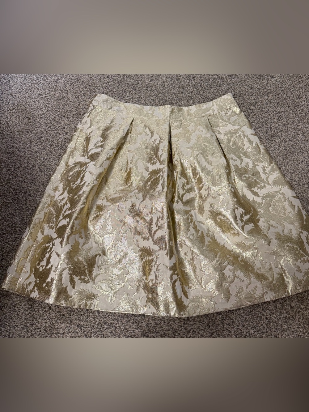 Gold Brocade Pleated Women's Skirt - Picture 2 of 9